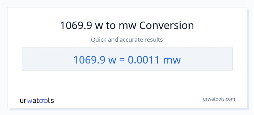 1069.9 watts patungong mga megawatt na conversion