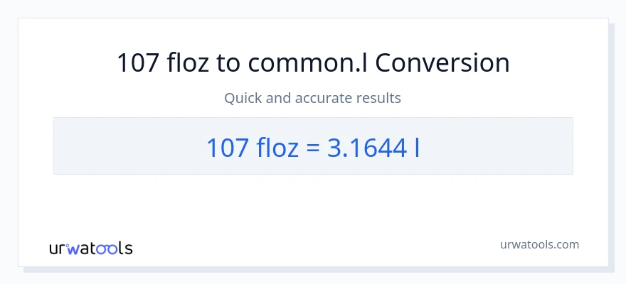 Conversió de 107 unces fluides a Liters