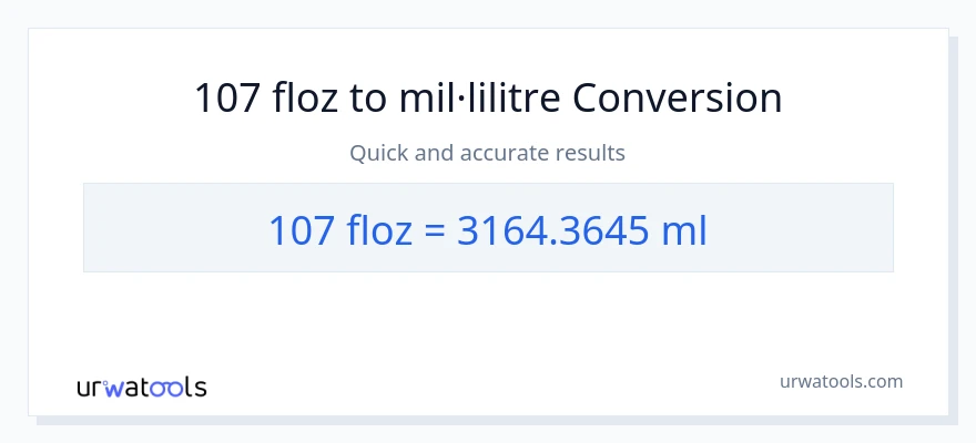 Conversió de 107 unces fluides a mil·lilitres