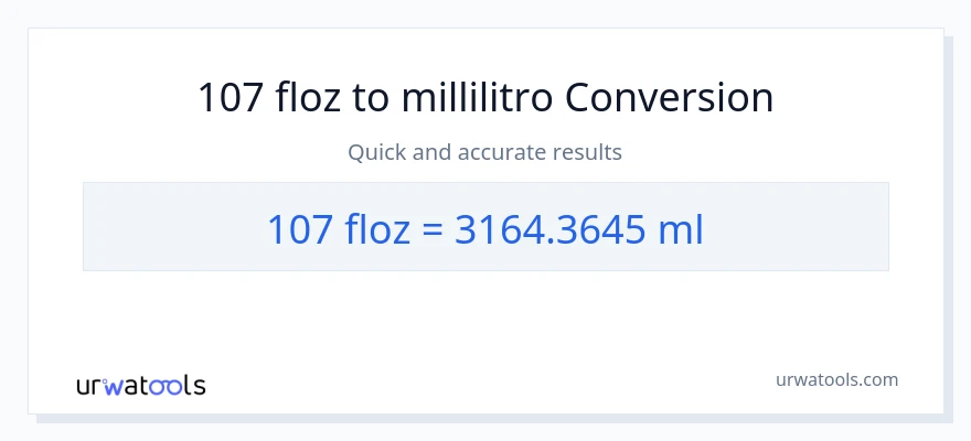Conversione da 107 once fluide a millilitri