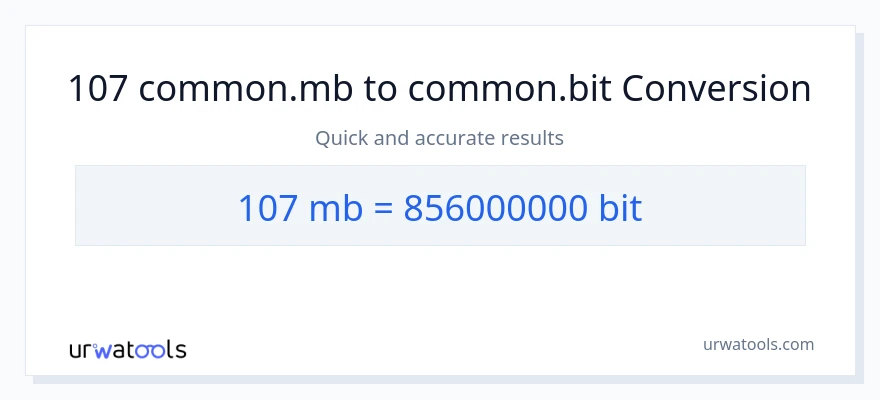 107 Megabytes patungong Bits na conversion
