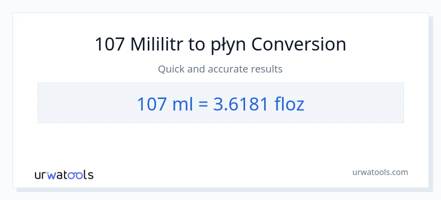 Konwersja 107 mililitry do uncje płynu