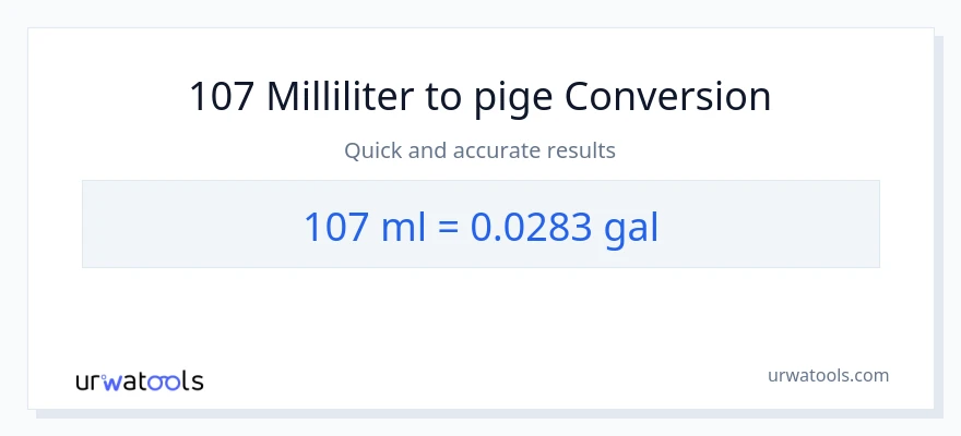 107 milliliter til Galloner konvertering