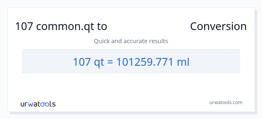 107 Quarts ൽ നിന്ന് മില്ലിലിറ്റർ ലേക്ക് പരിവർത്തനം