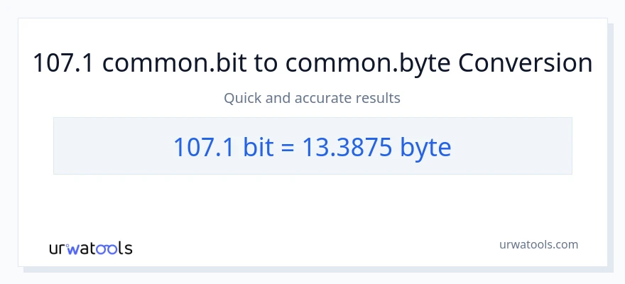 107.1 Bits இலிருந்து Bytes வரை மாற்றம்