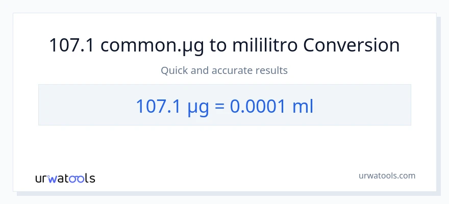 107.1 mga mikrogramo patungong mga mililitro na conversion