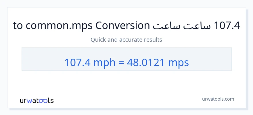 107.4 په ساعت کې میلونه ته Meters Per Second بدلون