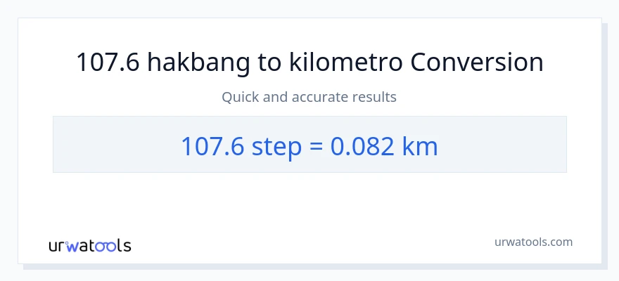 107.6 mga hakbang patungong Kilometro na conversion