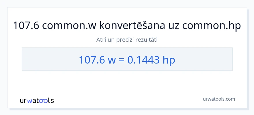 107.6 vati uz zirgspēki konversiju