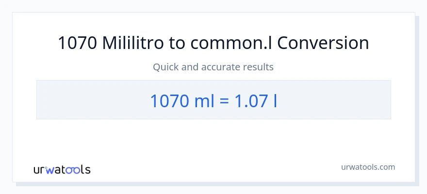 1070 mga mililitro patungong Liters na conversion