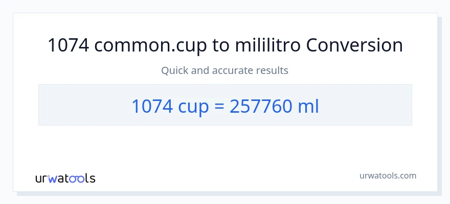 1074 mga tasa patungong mga mililitro na conversion