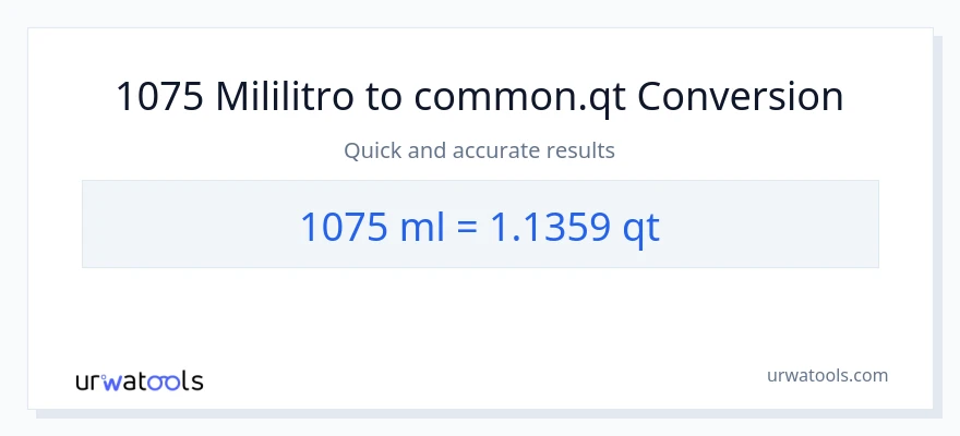 1075 mga mililitro patungong Quarts na conversion