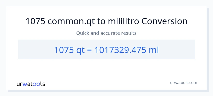 1075 Quarts patungong mga mililitro na conversion