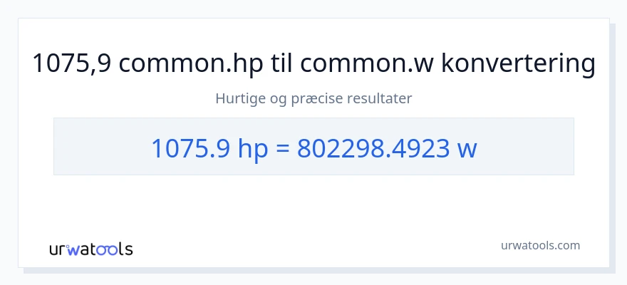 1075.9 hestekræfter til watt konvertering