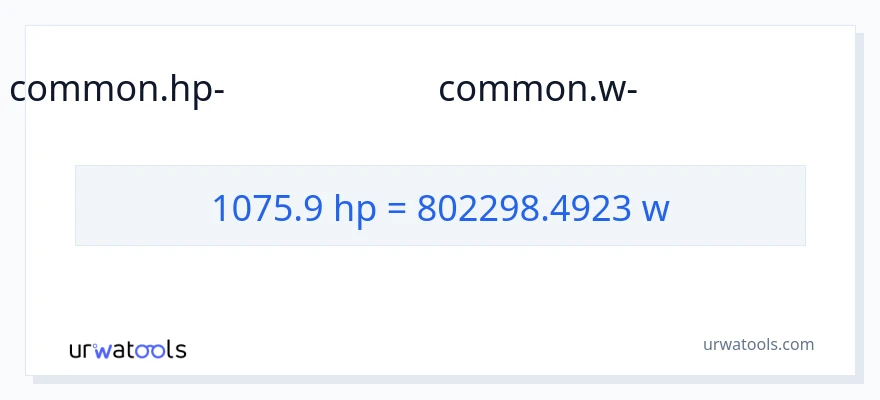 1075.9 കുതിരശക്തി ൽ നിന്ന് വാട്ട്സ് ലേക്ക് പരിവർത്തനം