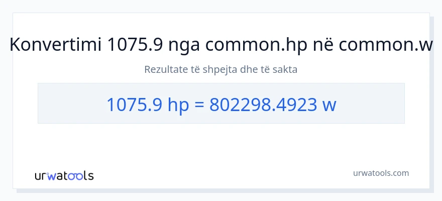 Konvertimi 1075.9 kuajfuqi në vat