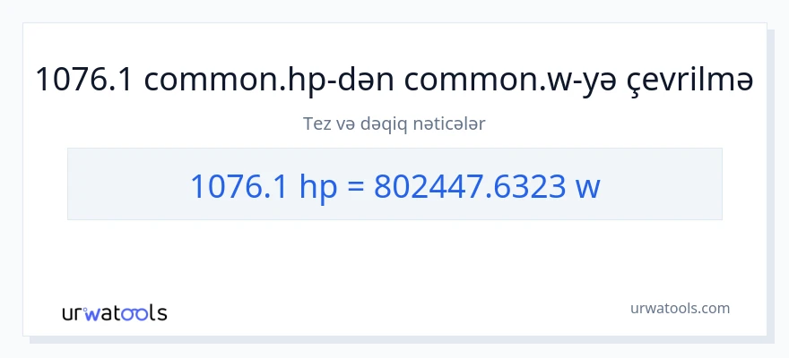 1076.1 at gücü-dən vatt-ə çevrilmə