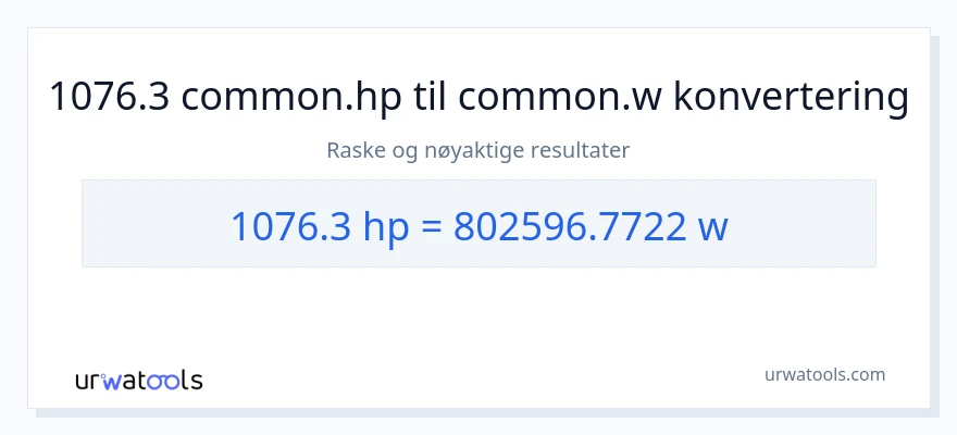 1076.3 hestekrefter til watt konvertering