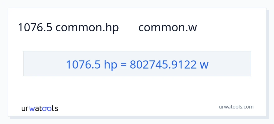 1076.5 ہارس پاور سے واٹ کی تبدیلی