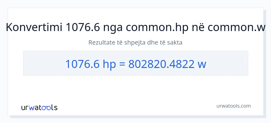 Konvertimi 1076.6 kuajfuqi në vat