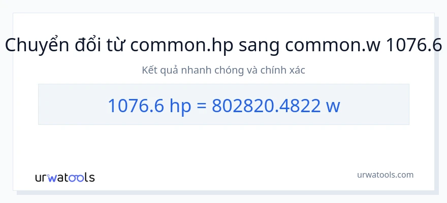 Chuyển đổi 1076.6 mã lực sang watt
