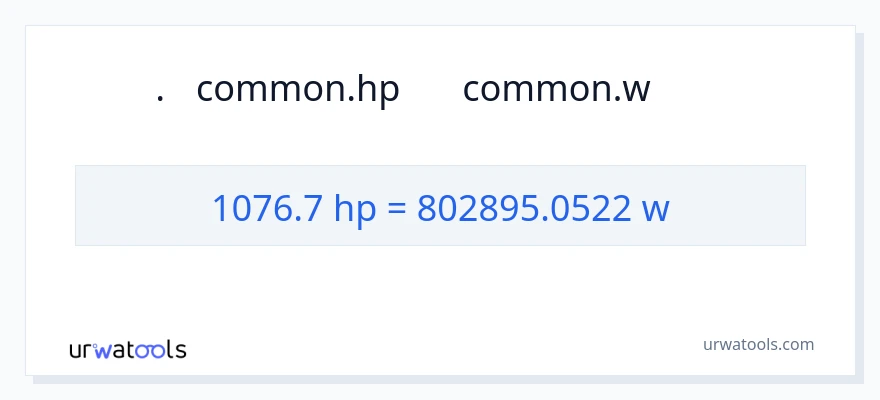 1076.7 હોર્સપાવર થી વોટ્સ રૂપાંતર