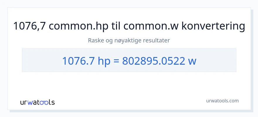 1076.7 hestekrefter til watt konvertering