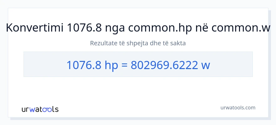 Konvertimi 1076.8 kuajfuqi në vat