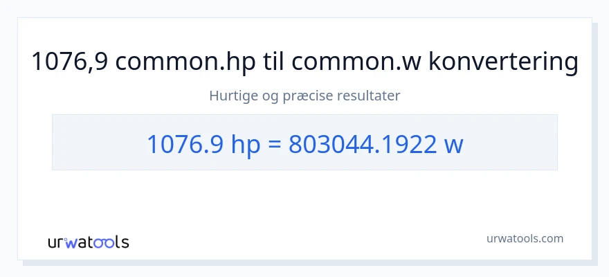 1076.9 hestekræfter til watt konvertering