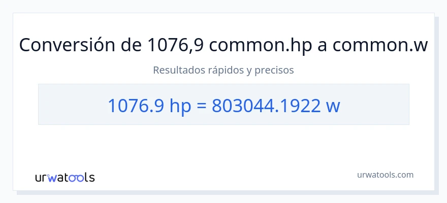 Conversión de 1076.9 caballo de fuerza a vatios