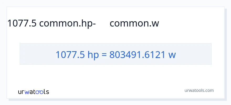 1077.5 ձիաուժ-ից վատտ փոխակերպում