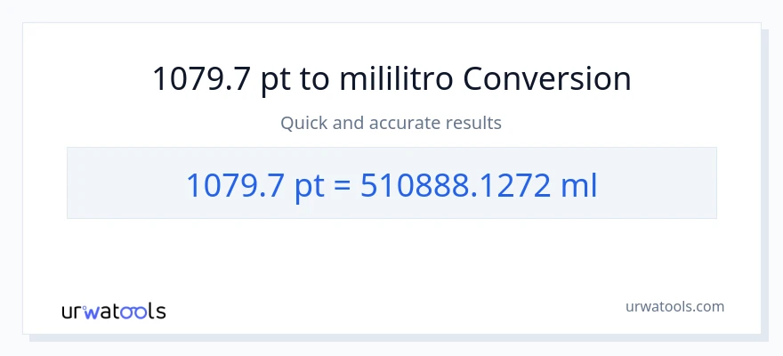 1079.7 Pints patungong mga mililitro na conversion