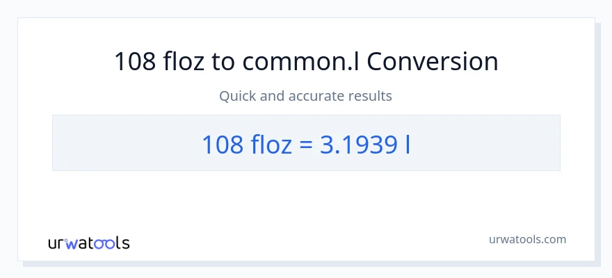Conversió de 108 unces fluides a Liters