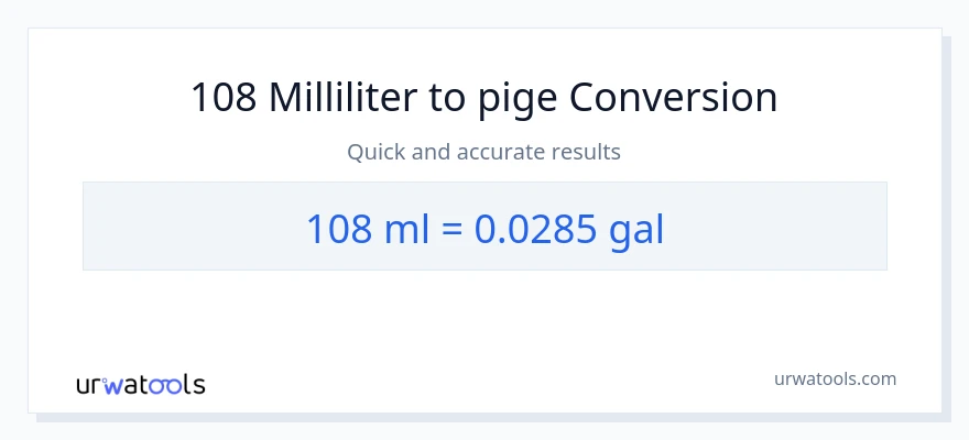 108 milliliter til Galloner konvertering
