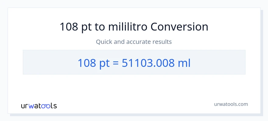 108 Pints patungong mga mililitro na conversion