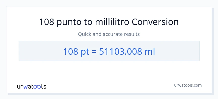 Conversione da 108 Pints a millilitri