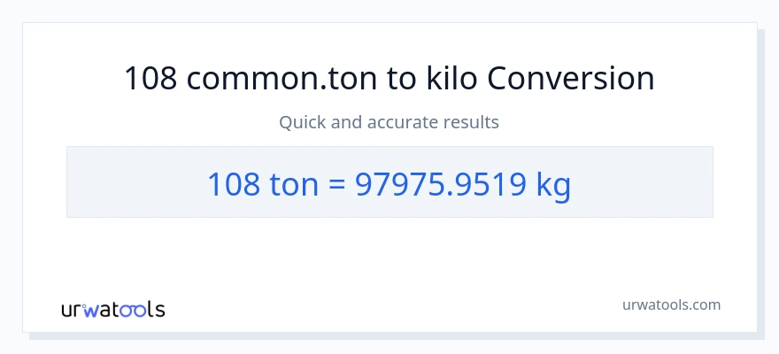 108 Tons patungong kilo na conversion