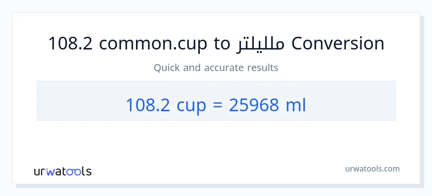 التحويل من 108.2 أكواب إلى ملليلتر