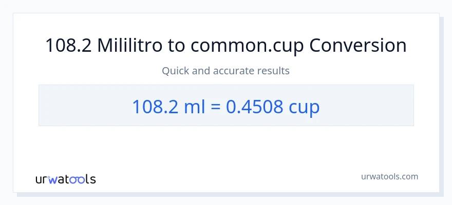 Conversión de 108.2 mililitros a tazas
