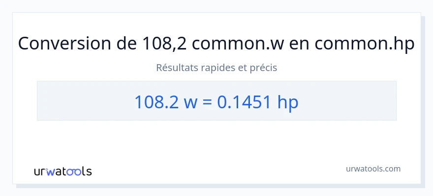 Conversion 108.2 watts vers chevaux-vapeur