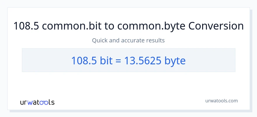 108.5 Bits இலிருந்து Bytes வரை மாற்றம்