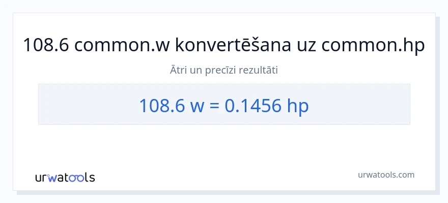 108.6 vati uz zirgspēki konversiju