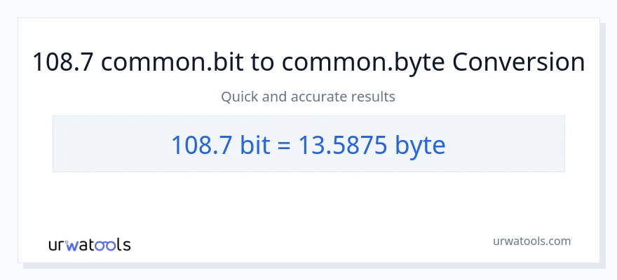 108.7 Bits இலிருந்து Bytes வரை மாற்றம்