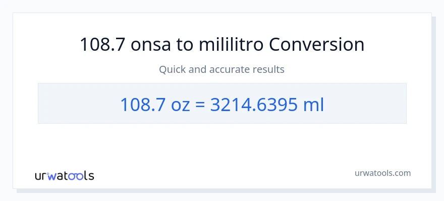 108.7 Mga onsa patungong mga mililitro na conversion