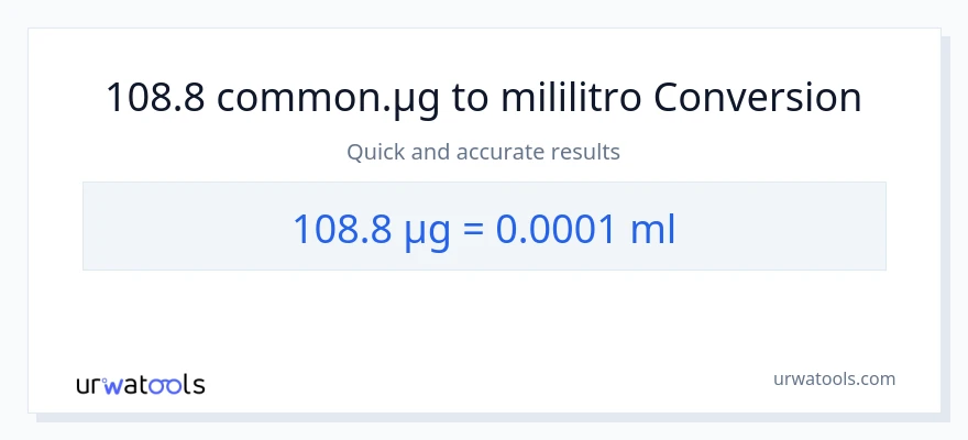 108.8 mga mikrogramo patungong mga mililitro na conversion