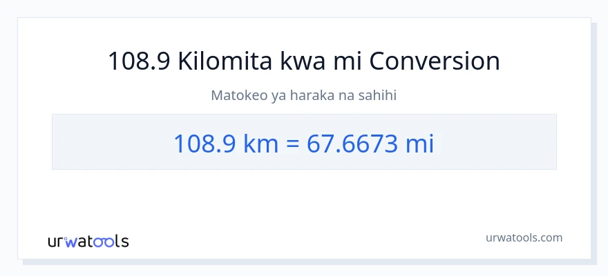Ubadilishaji wa 108.9 kilomita hadi maili