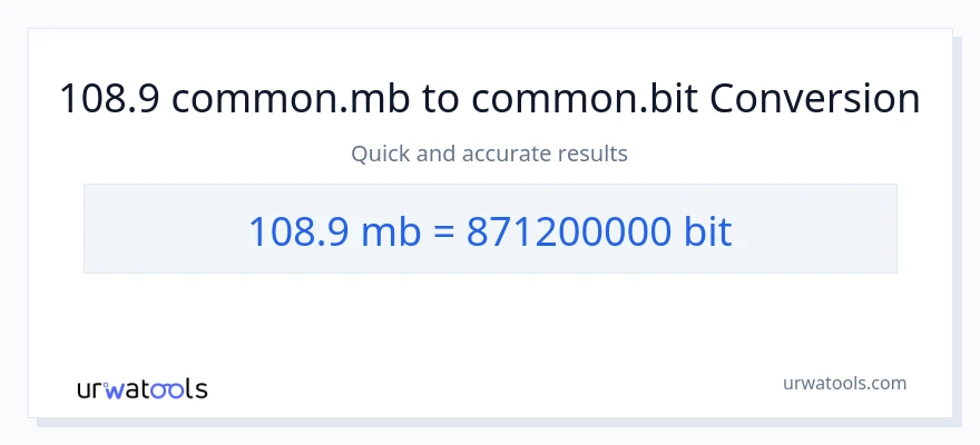 108.9 Megabytes patungong Bits na conversion