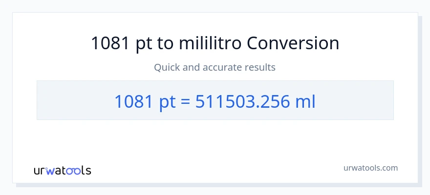 1081 Pints patungong mga mililitro na conversion