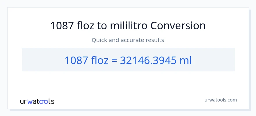 1087 mga onsa ng likido patungong mga mililitro na conversion