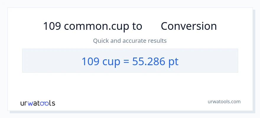 การแปลง 109 ถ้วย เป็น Pints